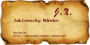 Jablonszky Nándor névjegykártya